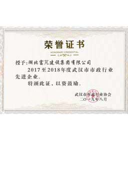 武汉市市政行业先进企业